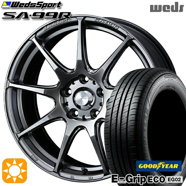 【取付対象】175/65R15 84H グッドイヤー エフィシェントグリップ EG02 Weds ウェッズスポーツ SA99R PSB (プラチナシルバーブラック) 15インチ 6.0J 4H100 サマータイヤホイールセット
