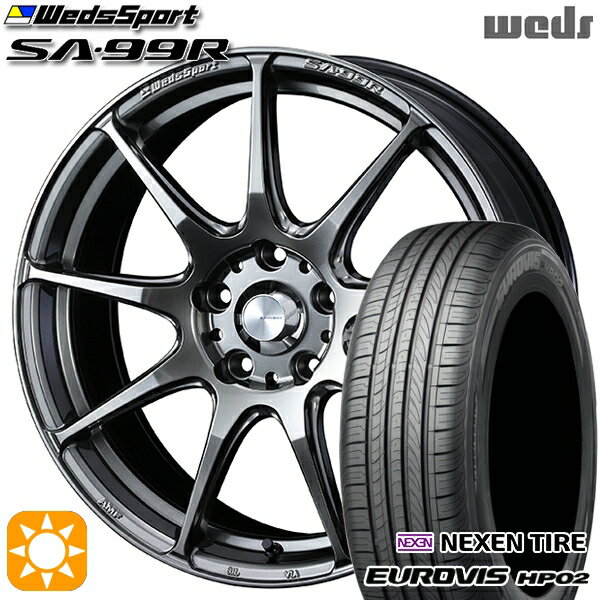 【取付対象】185/65R15 ネクセン ロードストーン ユーロビズ HP02 Weds ウェッズスポーツ SA99R PSB (プラチナシルバーブラック) 15インチ 6.0J 4H100 サマータイヤホイールセット