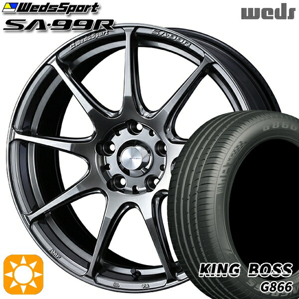 【取付対象】225/50R18 99W XL キングボス G866 Weds ウェッズスポーツ SA99R PSB (プラチナシルバーブラック) 18インチ 8.5J 5H114.3 サマータイヤホイールセット