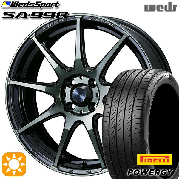 【取付対象】フィット アクア 185/60R15 84H ピレリ パワジー Weds ウェッズスポーツ SA99R WBC（ウォースブラッククリアー） 15インチ 6.0J 4H100 サマータイヤホイールセット