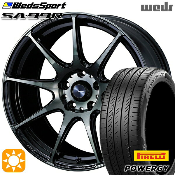 【取付対象】エクストレイル アテンザ 225/55R17 101W XL ピレリ パワジー Weds ウェッズスポーツ SA99R WBC（ウォースブラッククリアー） 17インチ 7.0J 5H114.3 サマータイヤホイールセット