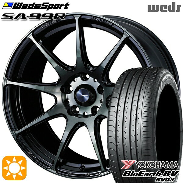 【取付対象】C-HR ヴェゼル 225/50R18 95V ヨコハマ ブルーアース RV03 Weds ウェッズスポーツ SA99R WBC（ウォースブラッククリアー） 18インチ 8.0J 5H114.3 サマータイヤホイールセット