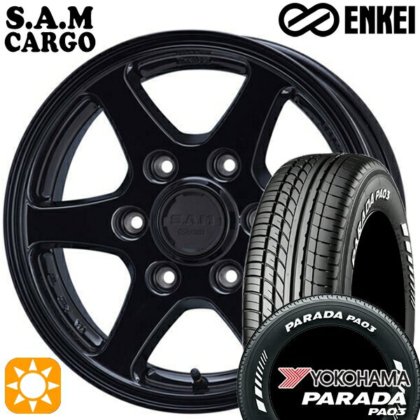 【取付対象】215/70R15C 109/107S ヨコハマ パラダ PA03 ホワイトレター ENKEI S.A.M カーゴ ブラック 15インチ 6.0J 6H139.7 サマータイヤホイールセット
