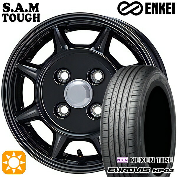 【取付対象】155/65R14 ネクセン ロードストーン ユーロビズ HP02 ENKEI S.A.M タフ ブラック 14インチ 5.0J 4H100 サマータイヤホイールセット