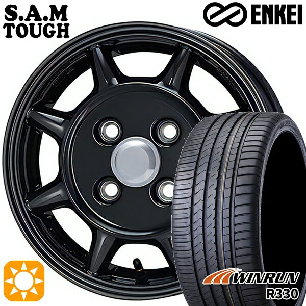 【取付対象】165/55R14 72H ウィンラン R330 ENKEI S.A.M タフ ブラック 14インチ 5.0J 4H100 サマータイヤホイールセット