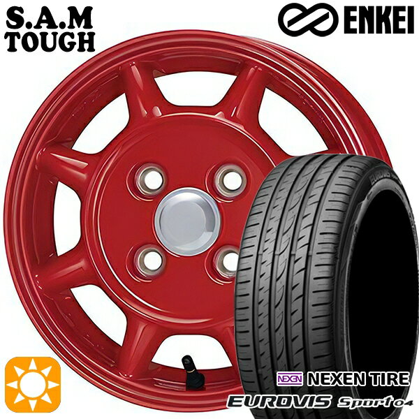 【取付対象】165/60R14 75H ロードストーン ユーロビズ Sport 04 ENKEI S.A.M タフ レッド 14インチ 4.5J 4H100 サマータイヤホイールセット