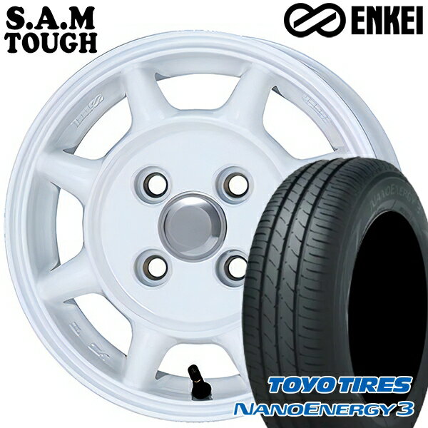 【取付対象】155/65R13 73S トーヨー ナノエナジー3 ENKEI S.A.M タフ ホワイト 13インチ 4.5J 4H100 サマータイヤホイールセット