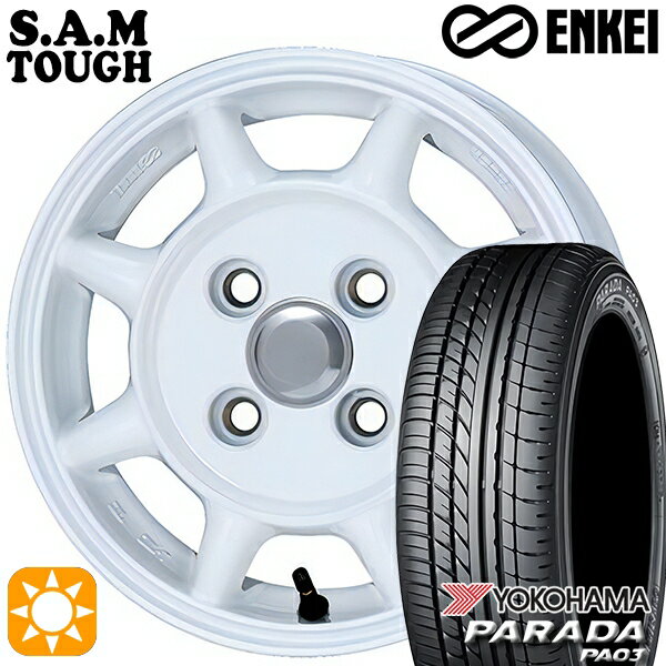 【取付対象】軽トラ 165/55R14C 95/93N ヨコハマ パラダ PA03 ENKEI S.A.M タフ ホワイト 14インチ 5.0J 4H100 サマータイヤホイールセット