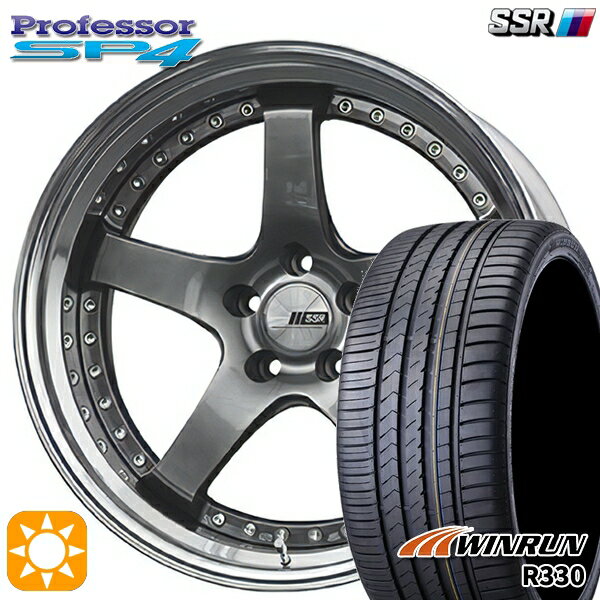 225/35R19 88W XL ウィンラン R330 SSR プロフェッサー SP4 チタンシルバー 19インチ 8.0J 5H114.3 新品 サマータイヤホイール 4本セット 送料無料