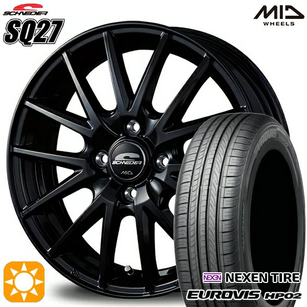 【取付対象】175/70R14 ネクセン ロードストーン ユーロビズ HP02 MID シュナイダー SQ27 メタリックブラック 14インチ 5.5J 4H100 サマータイヤホイールセット