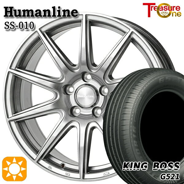 【取付対象】195/65R15 91H キングボス G521 トレジャーワン ヒューマンライン SS010 ダークグレー 15インチ 6.0J 5H114.3 +43/+53 サマータイヤホイールセット