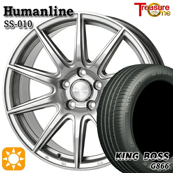 【取付対象】215/45R18 93W XL キングボス G866 トレジャーワン ヒューマンライン SS010 ダークグレー 18インチ 7.0J 5H114.3 +48/+53 サマータイヤホイールセット