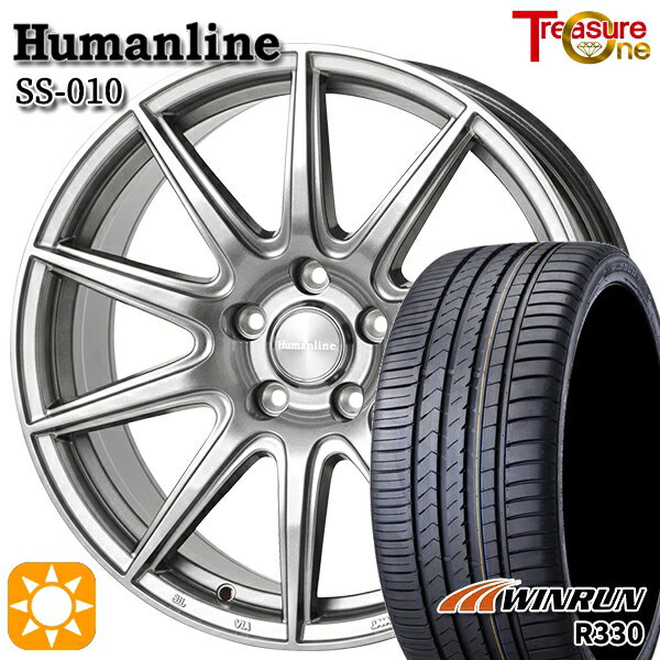 【取付対象】ジェイド アクセラ 225/40R18 92W XL ウィンラン R330 トレジャーワン ヒューマンライン SS010 ダークグレー 18インチ 7.0J 5H114.3 +48/+53 サマータイヤホイールセット