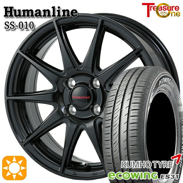 【取付対象】175/70R14 84T クムホ エコウィング ES31 トレジャーワン ヒューマンライン SS010 ブラック 14インチ 5.5J 4H100 +38/+45 サマータイヤホイールセット