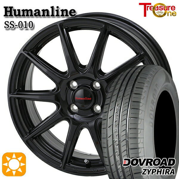 【取付対象】155/65R14 75T DOVROAD ザイファイラ トレジャーワン ヒューマンライン SS010 ブラック 14インチ 4.5J 4H100 +45 サマータイヤホイールセット
