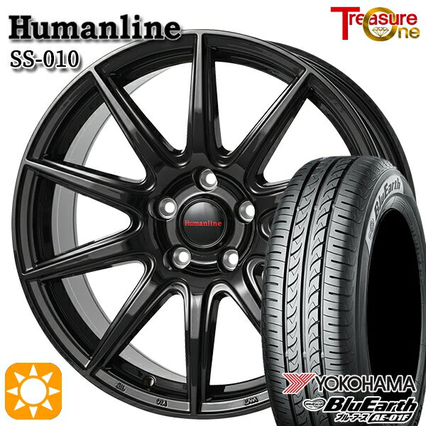 【取付対象】205/55R16 91V ヨコハマ ブルーアース AE01F トレジャーワン ヒューマンライン SS010 ブラック 16インチ 6.5J 5H114.3 +38/+48/+53 サマータイヤホイールセット