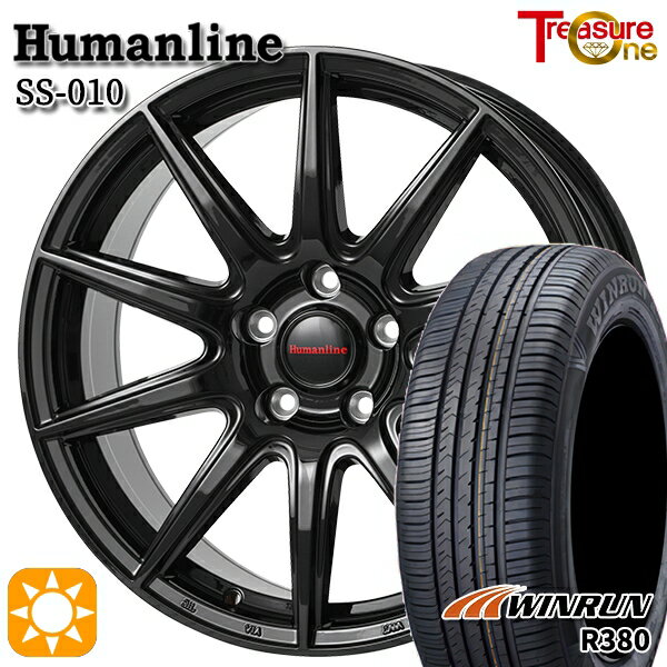 【取付対象】205/65R16 95H ウィンラン R380 トレジャーワン ヒューマンライン SS010 ブラック 16インチ 6.5J 5H114.3 +38/+48/+53 サマータイヤホイールセット