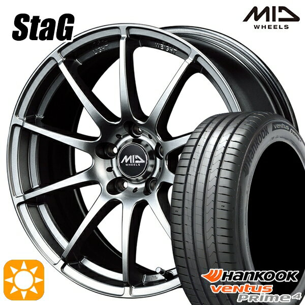 【取付対象】195/60R16 89V ハンコック veNtus PRime4 K135 MID シュナイダー スタッグ メタリックグレー 16インチ 6.5J 5H114.3 サマータイヤホイールセット