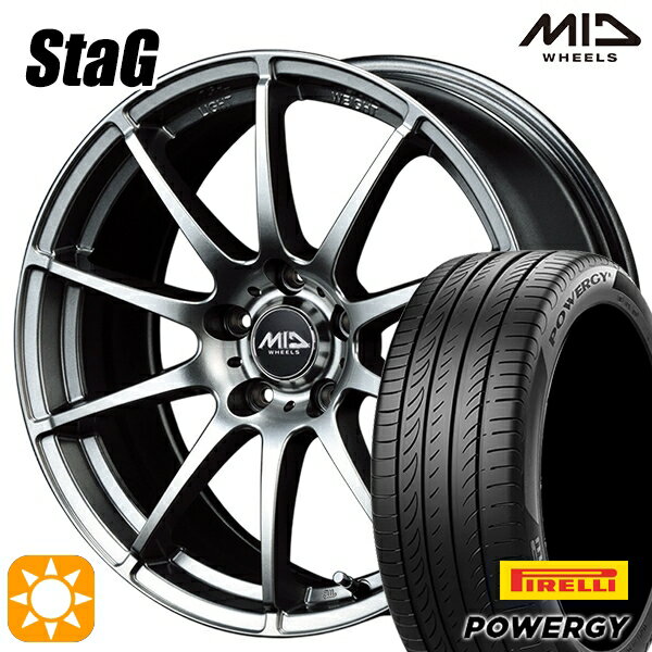 【取付対象】215/60R16 95H ピレリ パワジー MID シュナイダー スタッグ メタリックグレー 16インチ 6.5J 5H114.3 サマータイヤホイールセット