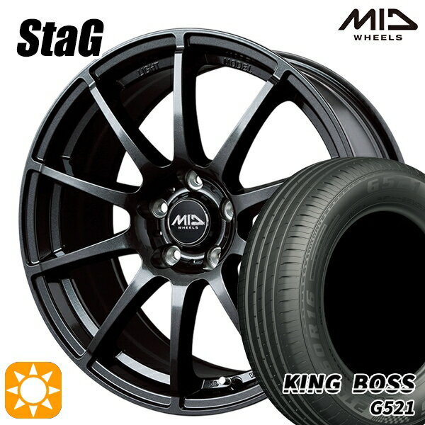 【取付対象】195/65R15 91H キングボス G521 MID シュナイダー スタッグ ストロングガンメタ 15インチ 6.0J 5H100 サマータイヤホイールセット