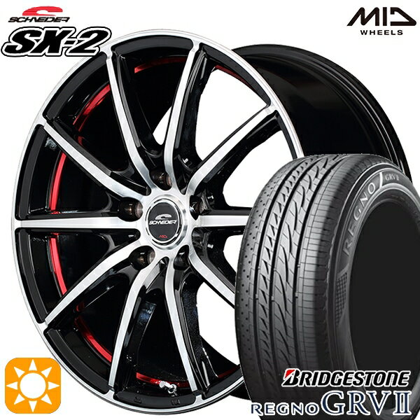 【取付対象】アイシス ノア 215/45R17 91W XL ブリヂストン レグノ GRV2 MID シュナイダー SX2 ブラックポリッシュ＋アンダーカットレッドクリア 17インチ 7.0J 5H114.3 サマータイヤホイールセット