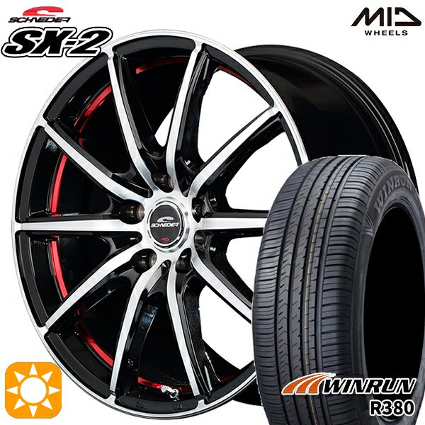 【取付対象】225/60R17 99V ウィンラン R380 MID シュナイダー SX2 ブラックポリッシュ＋アンダーカットレッドクリア 17インチ 7.0J 5H114.3 サマータイヤホイールセット