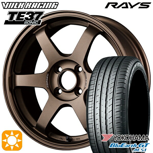 【取付対象】195/45R16 84V XL ヨコハマ ブルーアースGT AE51 RAYS ボルクレーシング TE37 ソニック BR 16インチ 6.0J 4H100 サマータイヤホイールセット