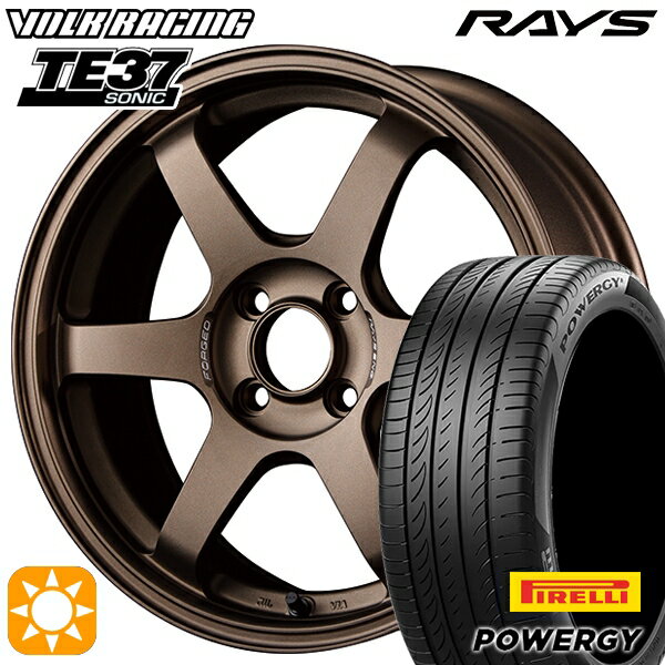 【取付対象】185/60R15 84H ピレリ パワジー RAYS ボルクレーシング TE37 ソニック BR 15インチ 6.0J 4H100 サマータイヤホイールセット