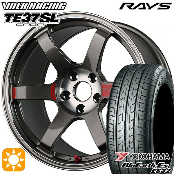 【取付対象】225/55R18 98V ヨコハマ ブルーアース ES32 RAYS ボルクレーシング TE37 サーガSL PG 18インチ 8.5J 5H114.3 サマータイヤホイールセット