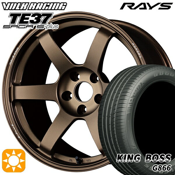【取付対象】215/55R17 98W XL キングボス G866 RAYS ボルクレーシング TE37 サーガ S-プラス BR 17インチ 7.5J 5H100 サマータイヤホイールセット