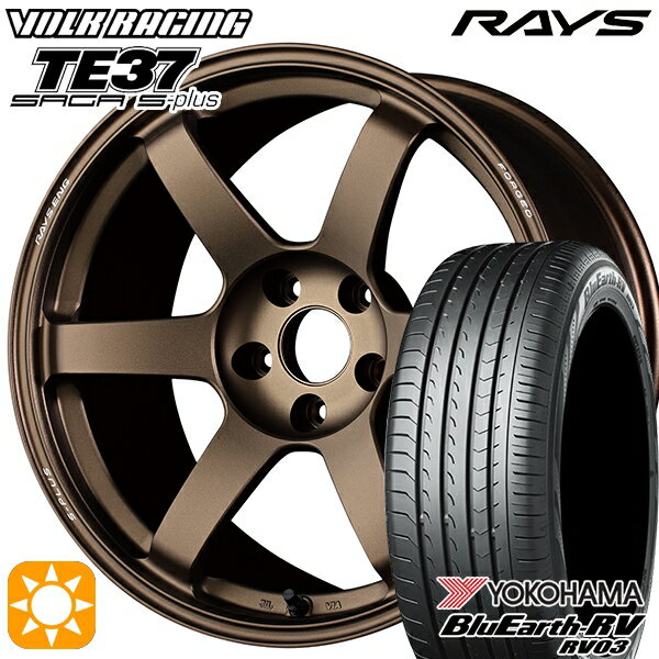 【取付対象】225/50R18 95V ヨコハマ ブルーアース RV03 RAYS ボルクレーシング TE37 サーガ S-プラス BR 18インチ 7.5J 5H114.3 サマータイヤホイールセット