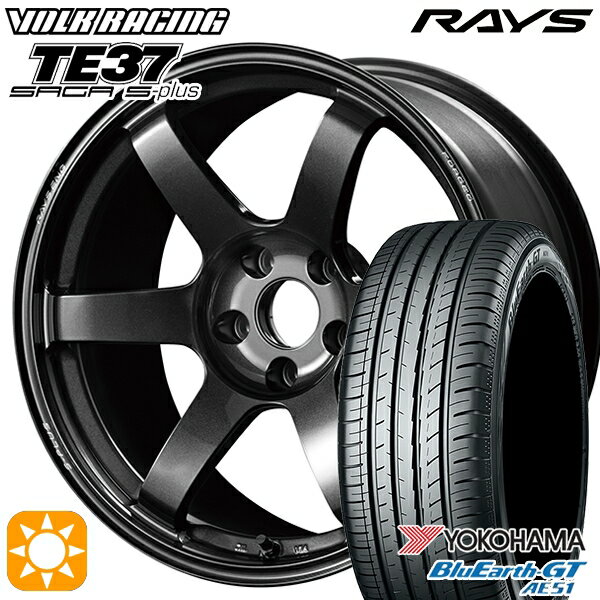 【取付対象】215/55R17 98W XL ヨコハマ ブルーアースGT AE51 RAYS ボルクレーシング TE37 サーガ S-プラス MM 17インチ 7.5J 5H100 サマータイヤホイールセット