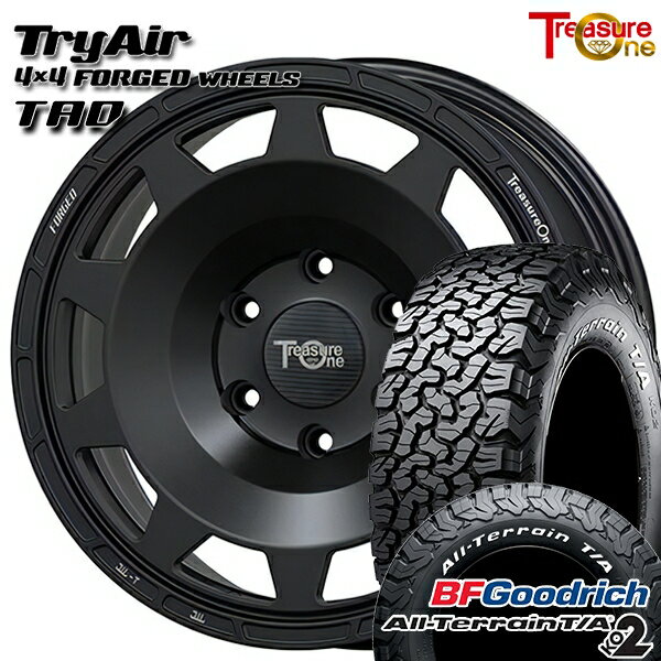 【取付対象】JEEPラングラー 265/65R17 120/117S RWL BFグッドリッチ オールテレーン T/A KO2 トレジャーワン 鍛造 トライエアー TAD マットブラック 17インチ 8.0J 5H127 サマータイヤホイールセット