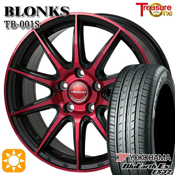 【取付対象】レガシィB4 エクシーガ 215/50R17 95V XL ヨコハマ ブルーアース ES32 トレジャーワン ブロンクス TB001S レッドクリア 17インチ 7.0J 5H100 サマータイヤホイールセット