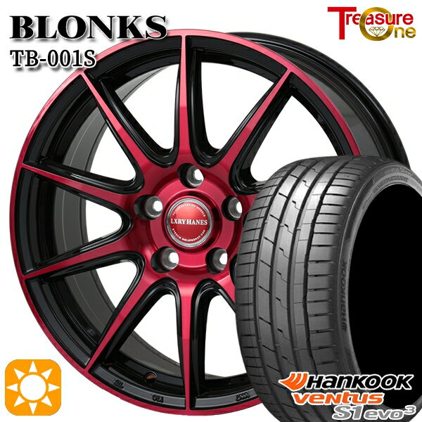 【取付対象】アクセラ アテンザ 215/45R18 93Y XL ハンコック veNtus S1 evo3 K127 トレジャーワン ブロンクス TB001S レッドクリア 18インチ 7.0J 5H114.3 サマータイヤホイールセット