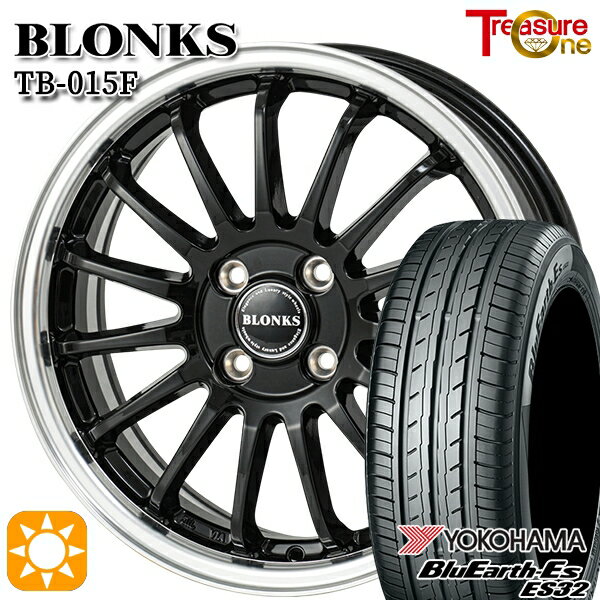 【取付対象】エブリィワゴン 165/60R14 75T ヨコハマ ブルーアース ES32 トレジャーワン ブロンクス TB015F BK/RP 14インチ 4.5J 4H100 サマータイヤホイールセット
