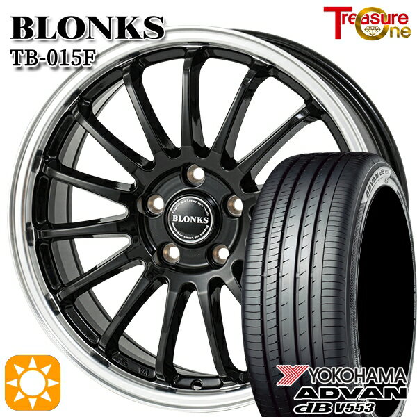 【取付対象】エスティマ ヤリスクロス 215/60R16 95V ヨコハマ アドバンデシベル V553 トレジャーワン ブロンクス TB015F BK/RP 16インチ 6.5J 5H114.3 サマータイヤホイールセット
