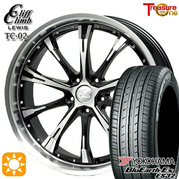 【取付対象】245/40R19 94W ヨコハマ ブルーアース ES32 トレジャーワン クリフクライムルイス TC02 ブラックポリッシュ 19インチ 8.0J 5H114.3 サマータイヤホイールセット