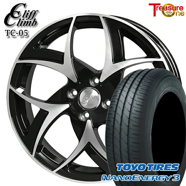 【取付対象】エブリィワゴン 165/60R14 75H トーヨー ナノエナジー3 トレジャーワン クリフクライム TC05 ブラックポリッシュ 14インチ 4.5J 4H100 サマータイヤホイールセット