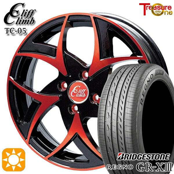 【取付対象】フィット アクア 185/60R15 84H ブリヂストン レグノ GR-X3 トレジャーワン クリフクライム TC05 ブラックポリッシュレッドクリア 15インチ 5.5J 4H100 サマータイヤホイールセット