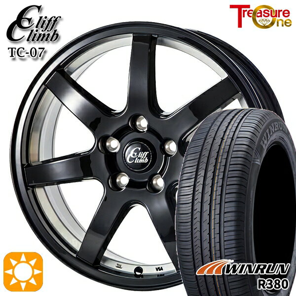 【取付対象】225/60R17 99V ウィンラン R380 トレジャーワン クリフクライム TC07 ブラックアンダーカット 17インチ 7.0J 5H114.3 サマータイヤホイールセット