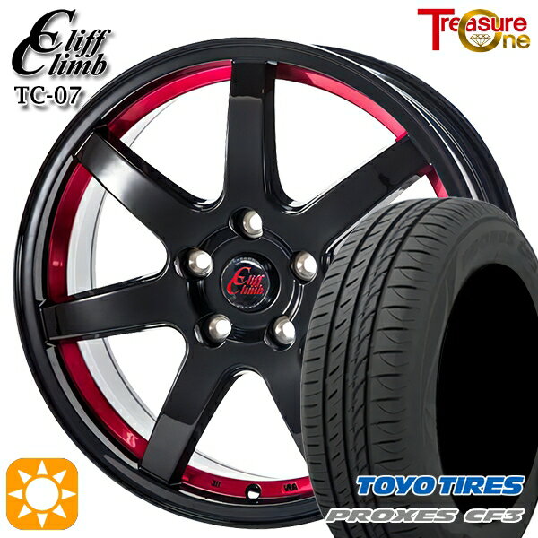 【取付対象】アイシス ノア/ヴォクシー 215/45R17 91W XL トーヨー プロクセス CF3 トレジャーワン クリフクライム TC07 ブラックレッドアンダーカット 17インチ 7.0J 5H114.3 サマータイヤホイールセット