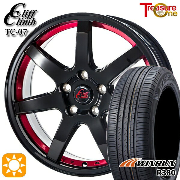 【取付対象】225/60R17 99V ウィンラン R380 トレジャーワン クリフクライム TC07 ブラックレッドアンダーカット 17インチ 7.0J 5H114.3 サマータイヤホイールセット