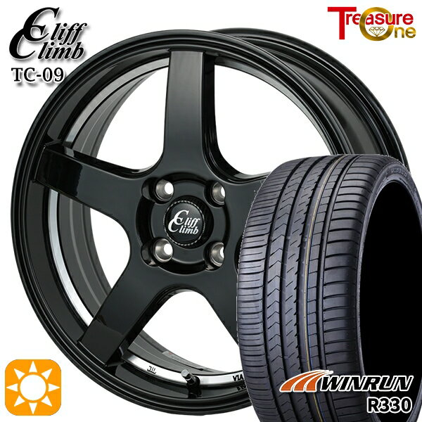 【取付対象】195/45R16 84V XL ウィンラン R330 トレジャーワン クリフクライム TC09 ブラックアンダーカットポリッシュ 16インチ 6.0J 4H100 サマータイヤホイールセット