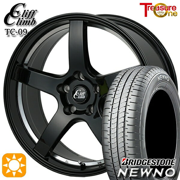 【取付対象】225/55R18 98V ブリヂストン ニューノ トレジャーワン クリフクライム TC09 ブラックアンダーカットポリッシュ 18インチ 8.0J 5H114.3 サマータイヤホイールセット
