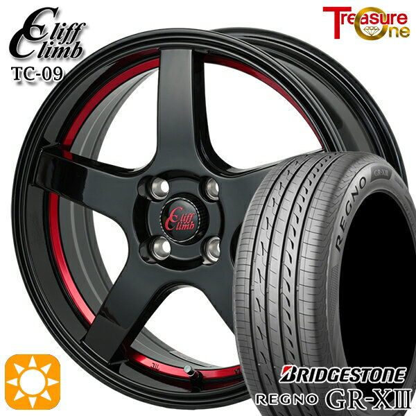【取付対象】185/60R15 84H ブリヂストン レグノ GR-X3 トレジャーワン クリフクライム TC09 ブラックレッドアンダーカット 15インチ 5.5J 4H100 サマータイヤホイールセット