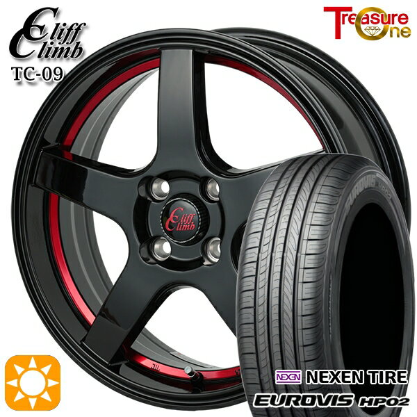 【取付対象】155/65R14 ネクセン ロードストーン ユーロビズ HP02 トレジャーワン クリフクライム TC09 ブラックレッドアンダーカット 14インチ 4.5J 4H100 サマータイヤホイールセット