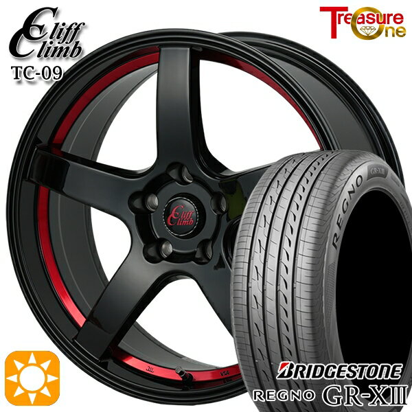 【取付対象】アイシス ノア/ヴォクシー 215/45R17 91W XL ブリヂストン レグノ GR-X3 トレジャーワン クリフクライム TC09 ブラックレッドアンダーカット 17インチ 7.0J 5H114.3 サマータイヤホイールセット