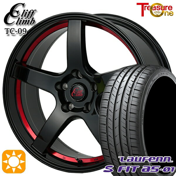 【取付対象】215/50R17 91W ラウフェン S FIT aS-01 LH02 トレジャーワン クリフクライム TC09 ブラックレッドアンダーカット 17インチ 7.0J 5H100 サマータイヤホイールセット