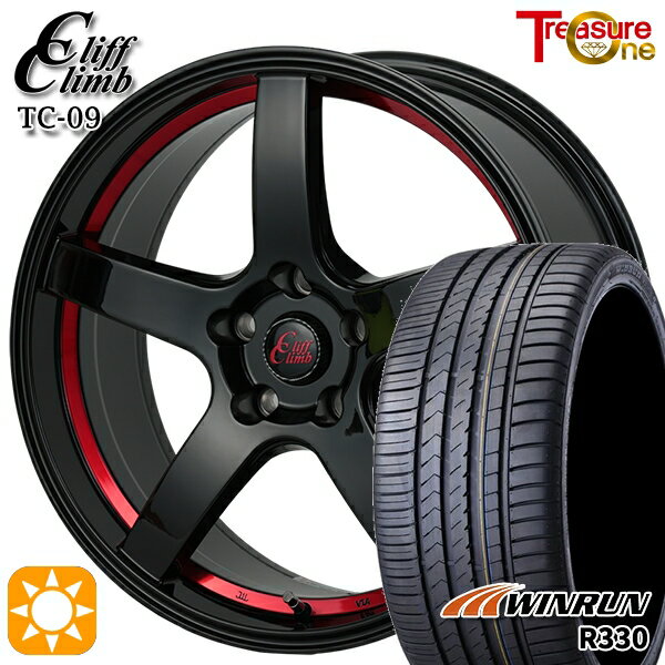 【取付対象】215/40R18 89W XL ウィンラン R330 トレジャーワン クリフクライム TC09 ブラックレッドアンダーカット 18インチ 7.0J 5H114.3 サマータイヤホイールセット